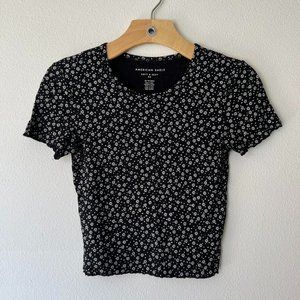 Tiny Black/White Floral Baby Tee